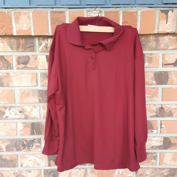 Rare Wine red long sleeve polo shirt - Picture 1 of 2